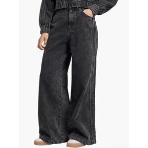 Adidas Originals Womens Essentials WIDE LEG Jeans Black 32 NEW Skater Streetwear